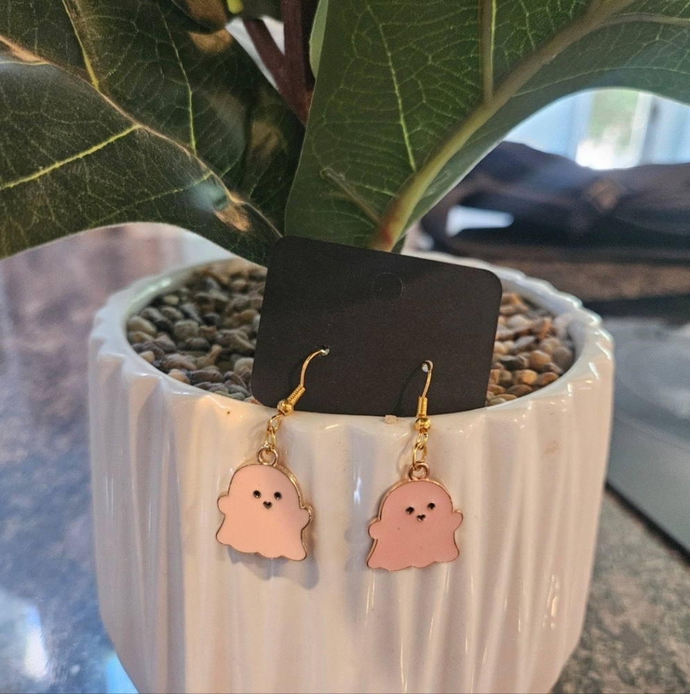 Cute Pink Ghost Earrings